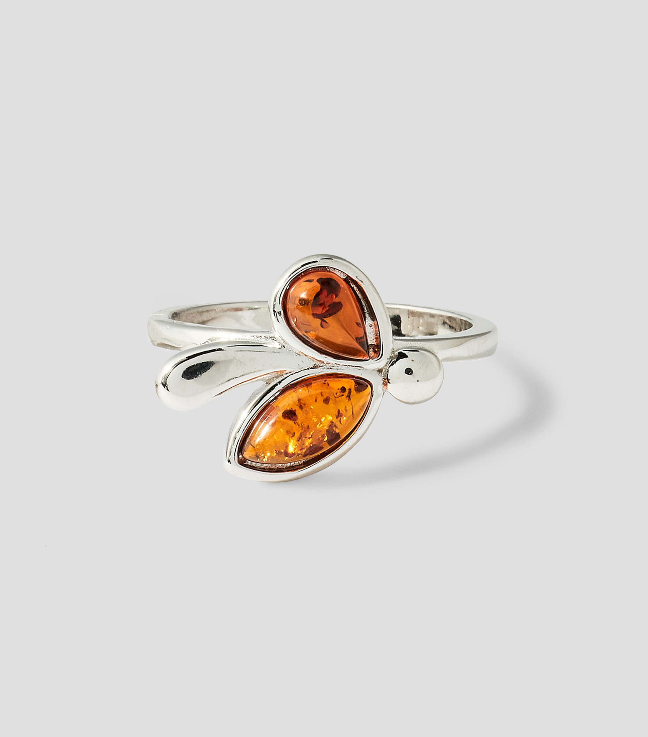 Anillo en Plata .925 con ámbar báltico Mujer